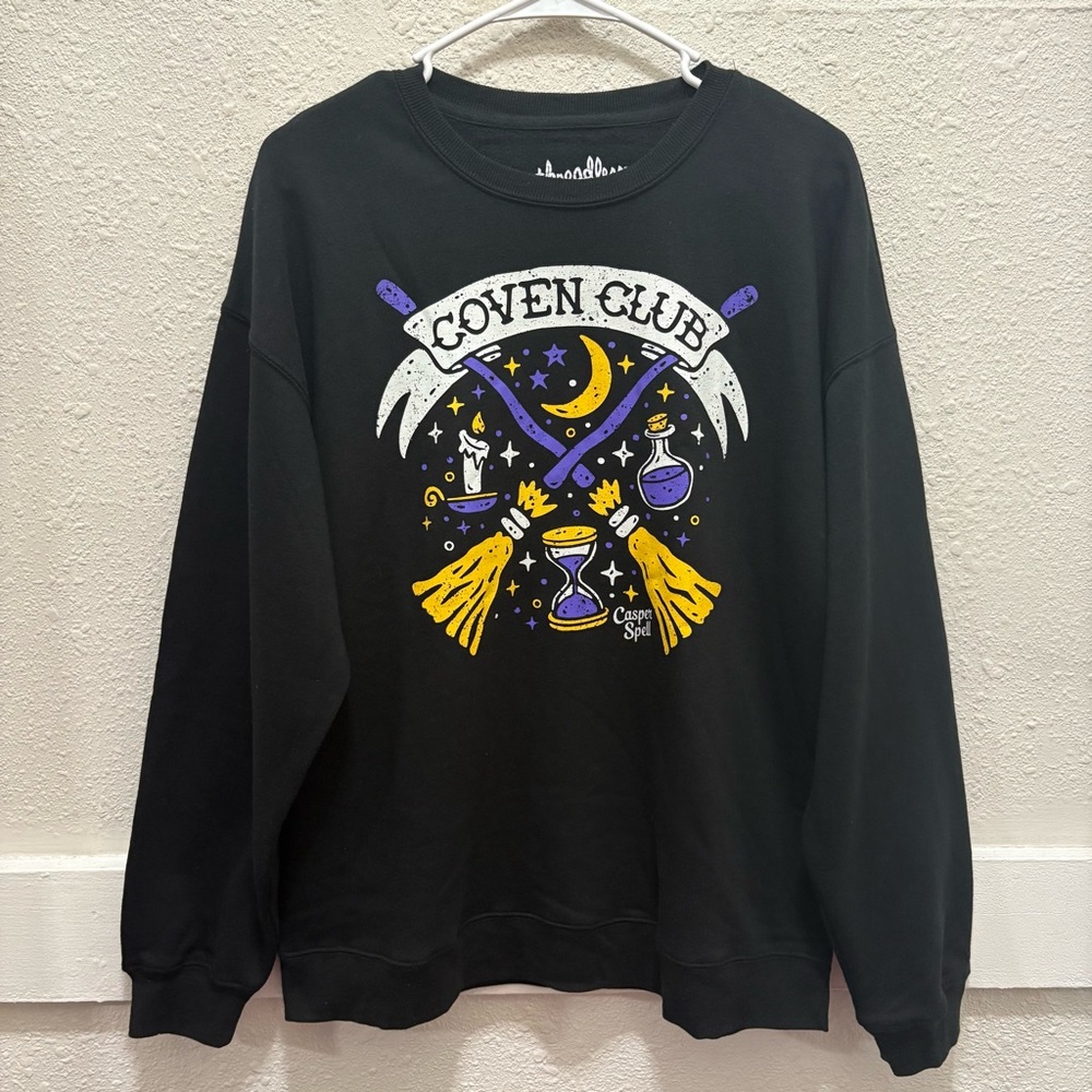 THREADLESS COVEN CLUB BY CASPER SPELL HALLOWEEN SWEATSHIRT NWOT UNISEX SMALL - Picture 2 of 5